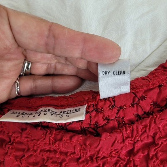 Valerie Stevens Petite ruched textured 100% silk red tank round neck classic 12P - Picture 11 of 12